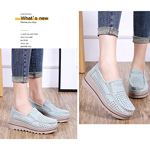 Image of YING LAN Women Slip On Loafers Comfort Suede Moccasins Wide Low Top Shoes