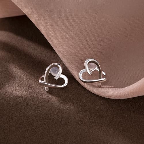 Reffeer Solid 925 Sterling Silver Love Heart Clip On Earrings Ear Cuffs for Women Teens Heart Wrap Earrings No Piercing4