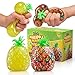 YoYa Toys Beadeez Squishy Pineapple Stress Balls Toy (2-Pack) Tropical Fruit with Colorful, Gel Water Beads - Squeeze, Pull, and Stretch Promote Stress Relief, Calm Focus - Kids and Adults