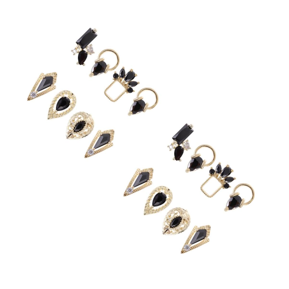2 Set Charm Per Nail Art Zirconi Decorazioni Per Unghie Piatte Stile Casual Per Manicure Creativa E Progetti Te 8 Pezzi * 2