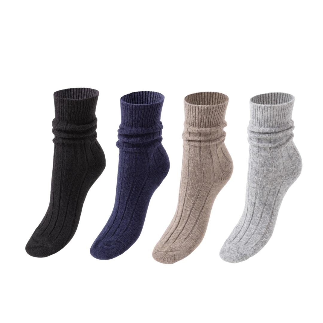 Prisco Calze Uomo Lunghe In Cashmere E Lana, Termiche Invernali, Made In Italy, Confezione 4 Paia (taglia 40-45)