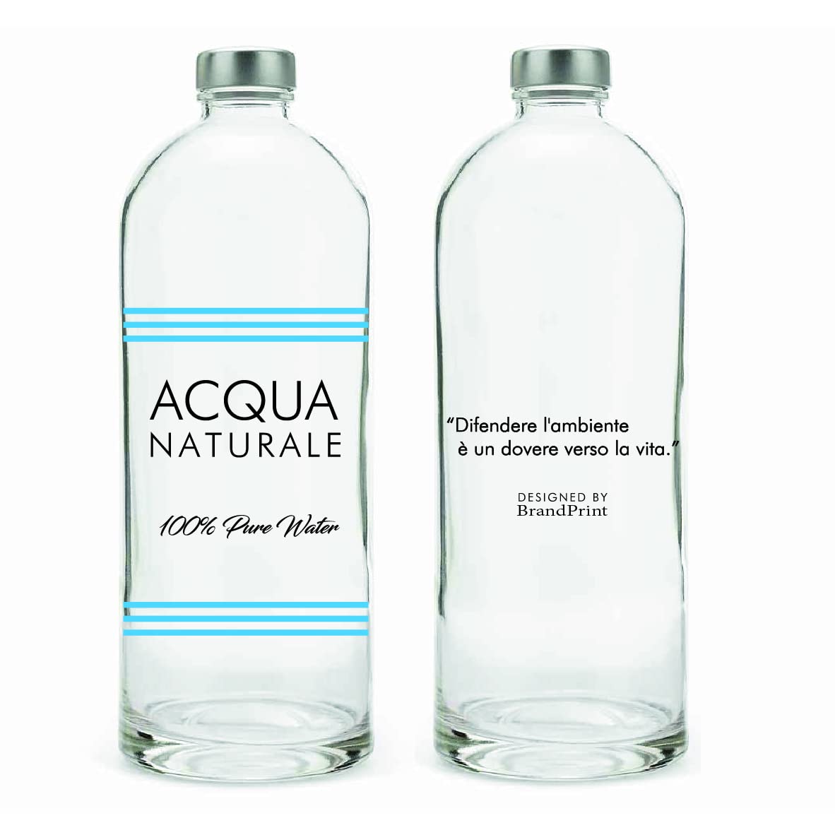 Set Di 4 Bottiglie In Vetro Da 1000ml Con Tappo In Alluminio - Modello Ninfea, Per Acqua