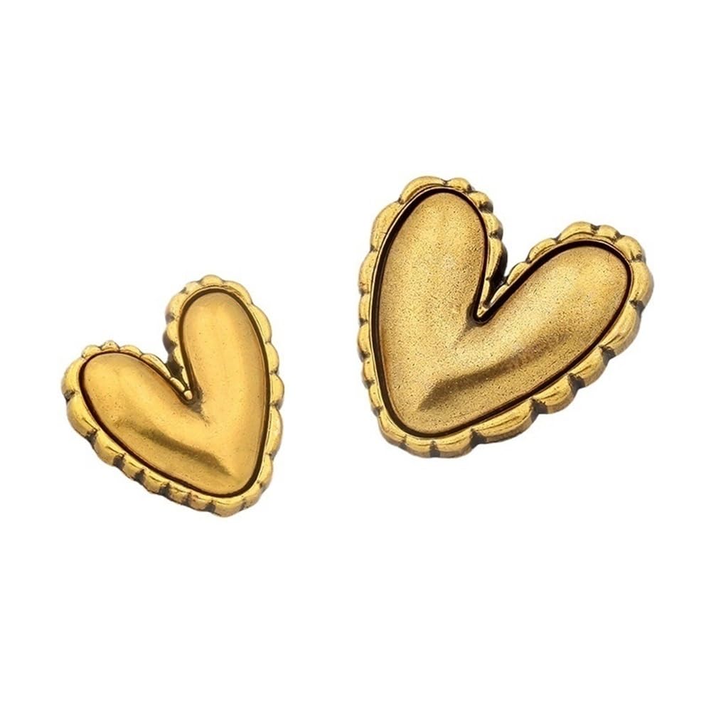 10 Bottoni in Metallo for Maglione di Lana da Donna, Cardigan, Cappotto, Cucito Fai da Te, Moda squisita, Cuore, Amore, Bottoni for Vestiti(Gold,22x23mm)