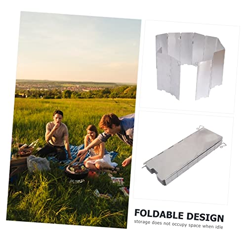 Ganazono 1Pc Barbecue Windshield Splatter Shield Guard Outdoor Windshield Outdoor Silver Aluminum Alloy Cooking Utensils Camp Stove Windshield Practical Bbq Windshield Hiking Supplies #TOP3