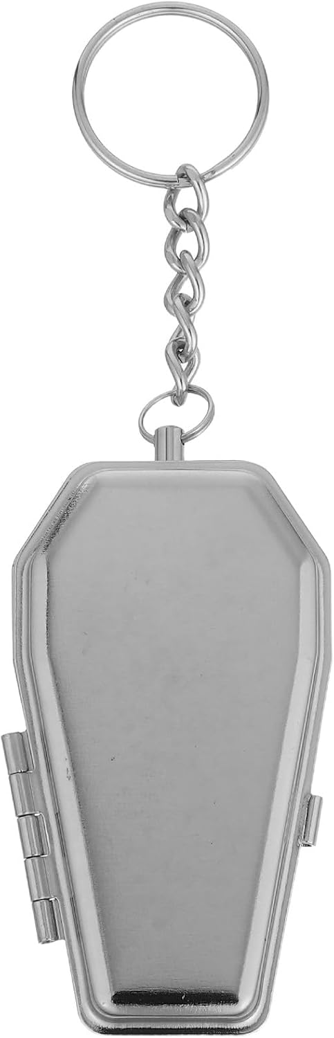 OUNONA Coffin Shape Portable Ash Tray with Keychain Durable Metal Ashtray for Car and Outdoor Use Creative Keychain Accessory for Smokers and Travel