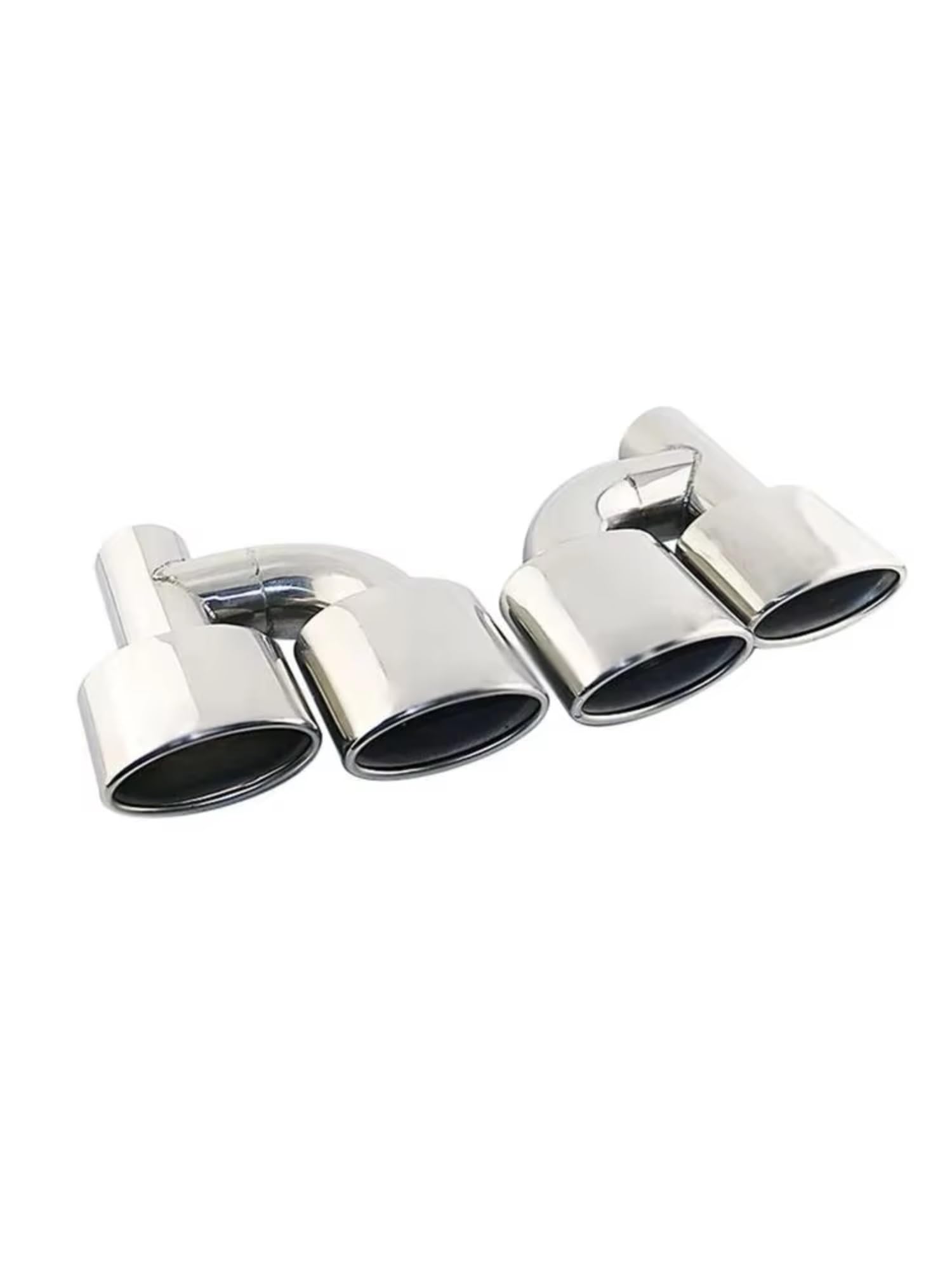 Double Embout d'Échappement Voiture Silencieux Queue Tuyau Inox Ovale Roulé 63mm W211 W204 - 8