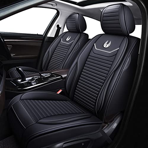 Oasis Auto Car Seat Covers Accessories Full Set Premium Nappa Leather Cushion Protector Universal Fit For Most Cars Suv Pick-Up Truck, Automotive Vehicle Auto Interior Décor (Od-008 Black) #TOP6