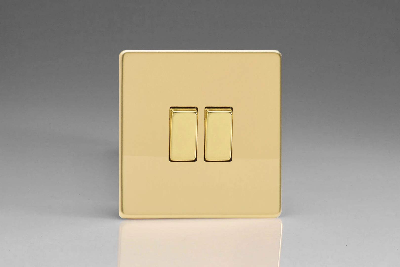 Varilight 2-Gang (10A Intermediate Switch + 10A 1- or 2-Way Rocker Light Switch) Polished Brass XDV71S