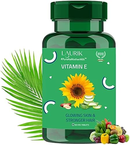 Oxena Plant Based Natural Vitamin E Capsules for Glowing Skin and Health Care with Sunflower Oil, Aloe Vera Oil & Argan Oil, Vegan & Natural Vitamin E for Glowing Skin - 30 Tablet