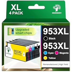 GREENSKY 953 953XL Druckerpatronen Wiederaufbereitete für HP 953XL Multipack Kompatibel mit HP OfficeJet Pro 7720 7740 8710 8720 8730 8715 8210 7730 8725 4er Pack Hohe Reichweite mit Chip (4er-Pack)