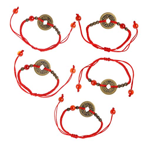 SOFEA Fashion Bracelet Feng Shui I Ching Ancient Coin Kabbalah Red String Attract Luck Wealth Bracelets