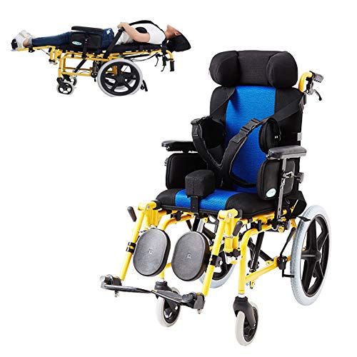 ZZYYZZ Silla de Ruedas pediátrica, diseño reclinable con Escritorio abatible y reposapiés elevables Silla de Ruedas Manual para niños, Asiento de 22'X 18'