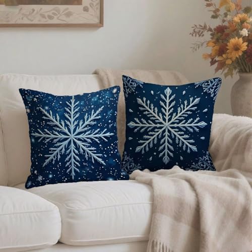 Housse de coussin Noël bleu foncé pour décoration de salon chaleureuse - 4