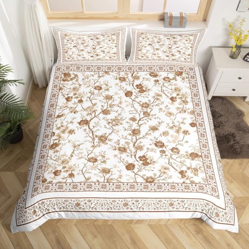 Housse de couette imprimée fleurs bohèmes parure lit rustique ado