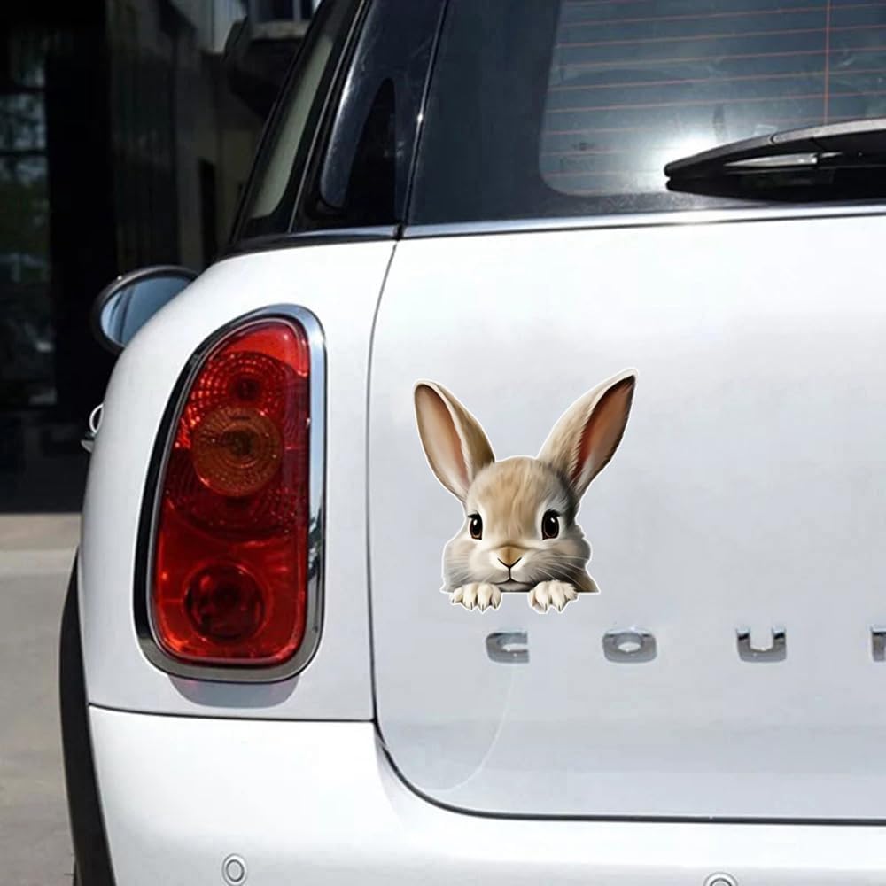 2 pcs Cute Grey Rabbit Funny Car Bumper Sticker,5 Inch Vinyl Decal, Waterproof,Die-Cut for Cars,Windows,Laptops - Image 5