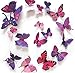 3D Deko Schmetterling Magnete 12 Stück Deko viele Farben | Dekomagnet | Kühlschrankmagnet | Wanddeko | Aufkleber | Geschenk | Frauen | Mädchen | Kinder | (Violett)