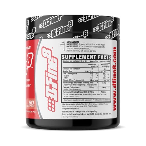 Image of Thermogenic Pre-Workout Energy Powder & Shredding Supplement, Boost Energy Mood & Focus, Sugar Free, Contains Senactiv, Endurance, 300mg Caffeine, N-Acetyl-L-Tyrosine (Strawberry Mango)