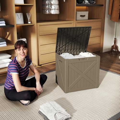 Image of 40 Gallon Outdoor Storage Box Waterproof, UV Resistant Resin Deck Box for Patio Furniture, Outside Storage Box for Garden Tools, Patio Cushions, Grey