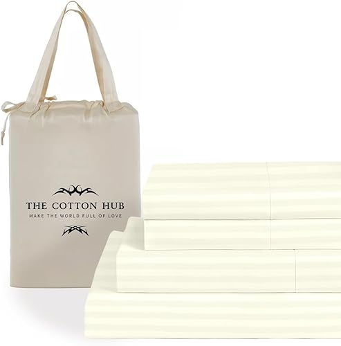 Juego de sábanas de algodón Pima peruano de 600 hilos, tamaño King dividido, se adapta a bolsillos de hasta 28 a 32 pulgadas de profundidad (rayas,