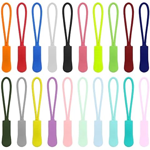Neikafan 100 Stück Reißverschluss Verlängerung Zipper Pulls Anhänger Reißverschlussanhänger 20 Farben Nylon Ersatzzipper zum Einfädeln Cover
