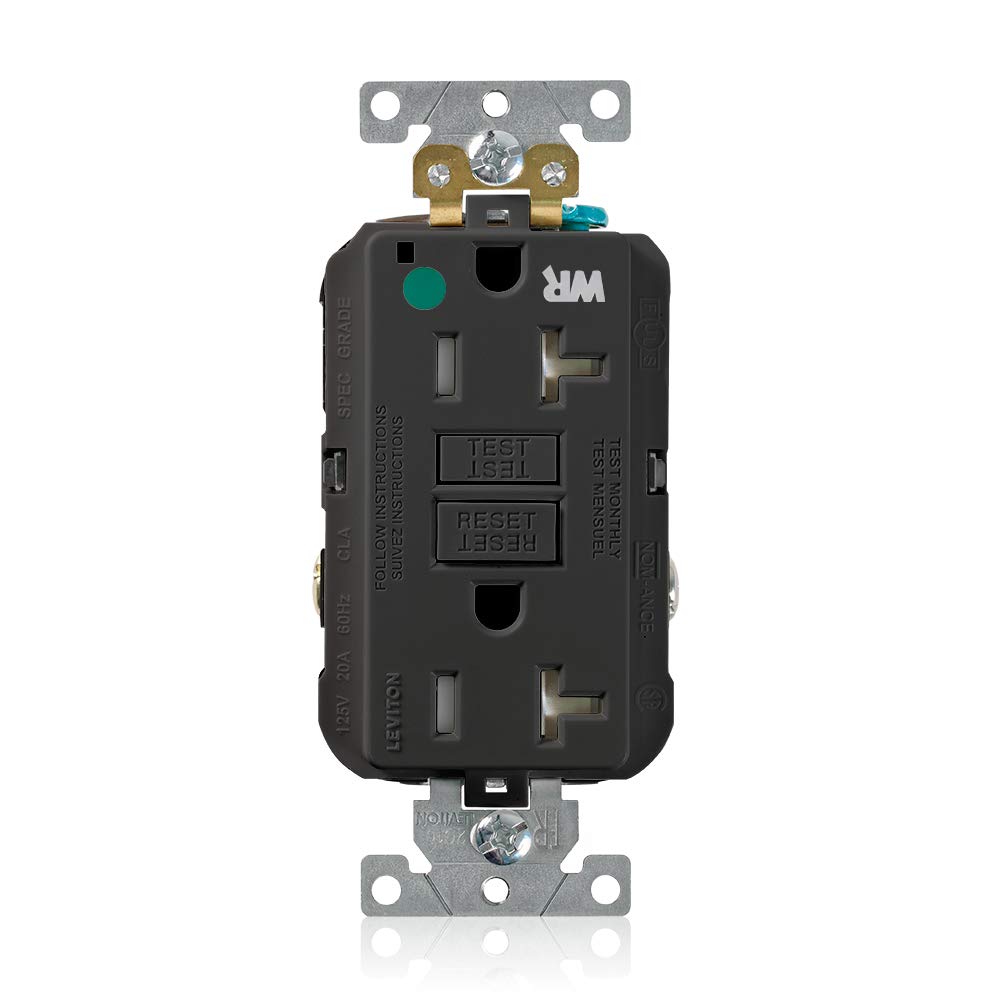 Leviton 20A-125V Extra-Heavy Duty Hospital Grade Tamper/Weather-Resistant Duplex Self-Test GFCI Receptacle, GFWT2-HGW, White