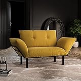 HT Design Extra Wide Modern Loveseat Futon for Living Rooms and Bedroom, Removable Back and Seat Cus