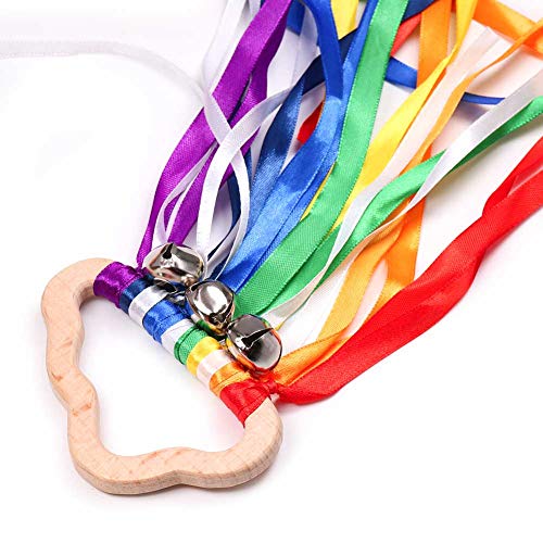 DILIMI Rainbow Hand Ribbon Kite Baby Sensory Toys Waldorf Hand Kite Montessori Learning Toy Cloud Rainbow Hand Kite Set of 2 Gift for Kids - Thumbnail 6