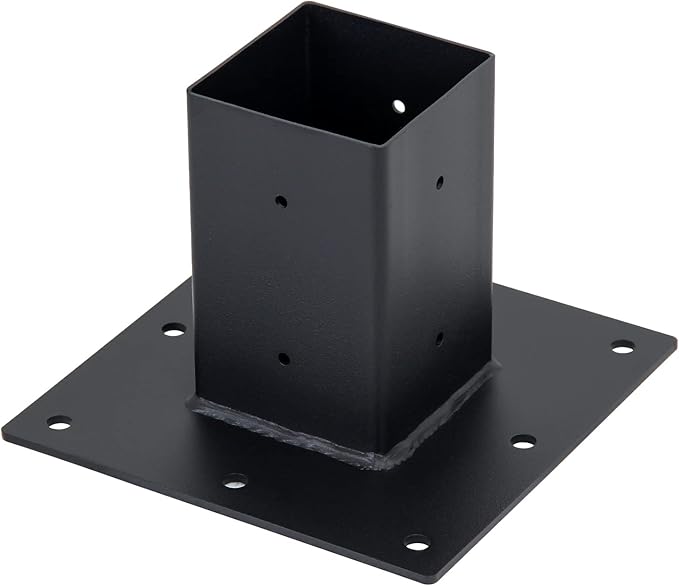 Hasopy Post Base 4"x4" Mailbox Base Plate, Black PowderCoated Fence