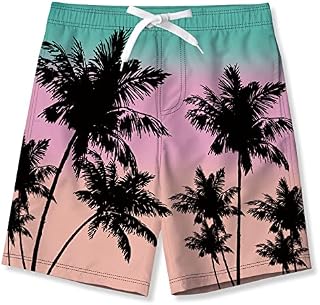 Cutemile Boy's Pink Swimming Trunks Kids Quick Dry Beach Shorts Casual Running Gym Shorts with Pockets and Mesh Lining 11-13 Years