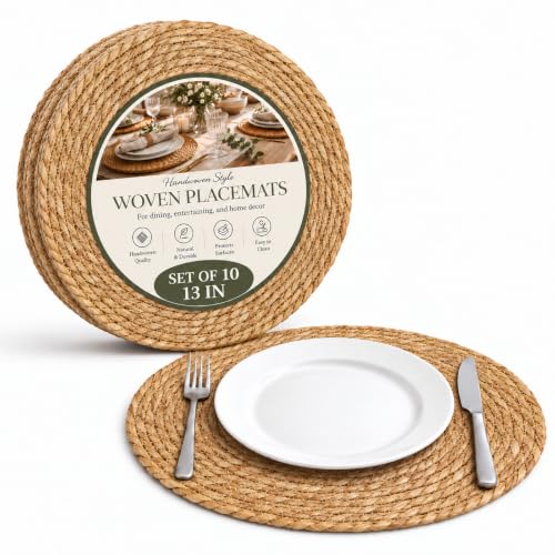Mudanku 13" Round Woven Placemats for Dining Table Decor at Holiday