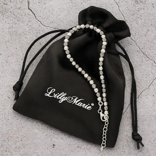 Pulsera de plata LillyMarie esferas rodinadas diamantadas ajustable mujer 4