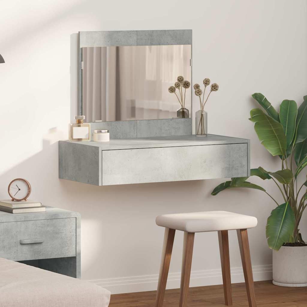 Schminktisch mit Schubladen Grau 83 x 40 x 70 cm Holzwerkstoff moderner Kosmetiktisch mit Spiegel Stauraum für Schlafzimmer und Bad praktische Makeup Kommode Organizer