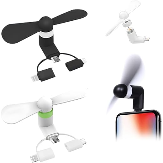 Pmeixcy 2 PCS Mini Phone Fan USB Fan 3 in 1 Mobile Phone Fan
