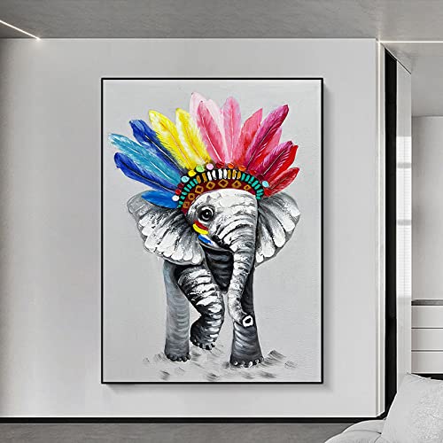 Tableau éléphant peinture main relief 3D art mural luxe