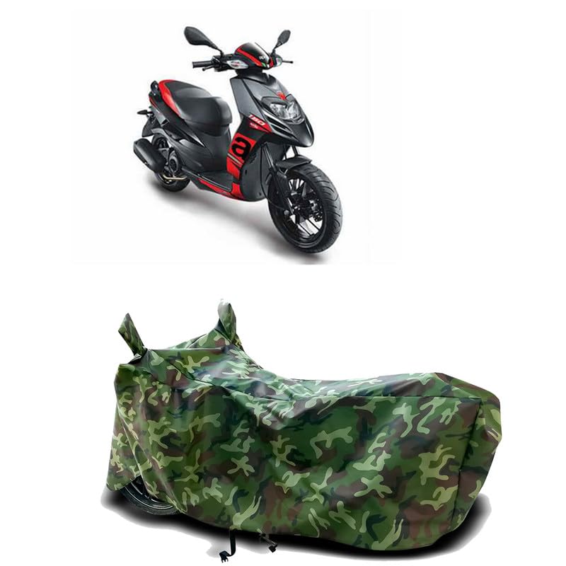 Image of DUFFEL-100% Heat Protection Two Wheeler Bike /Scooty Body Cover for Aprilia SR 150 Race Water Resistance /UV-Rays /Birds Dropping /Scratchproof /Dust Proof /Waterproof[Green Jungle Print]
