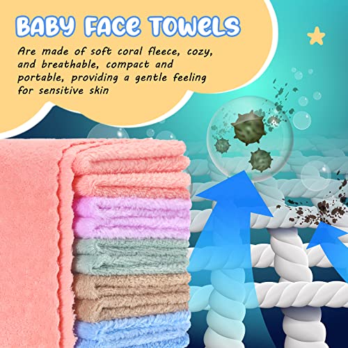 Image of Handepo 100 Pack Baby Washcloths Bulk 10 x 10 Inch Microfiber Coral Fleece Baby Face Towels Absorbent and Soft Wash Cloths for Newborns Infants and Toddlers(Colorful)