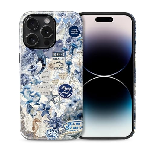Jolie coque iPhone 14 Pro esthétique pour femmes et filles style collage antichoc