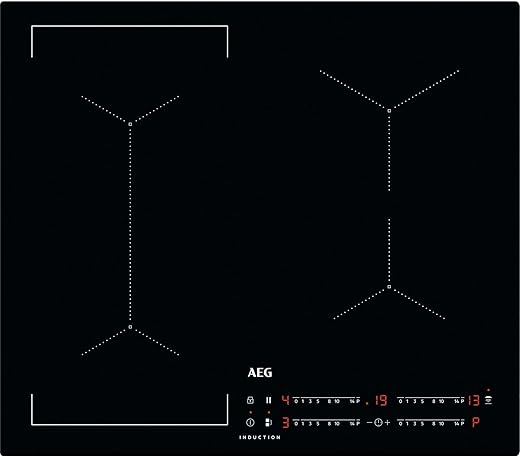 AEG 6000 Series Induction Hob, IKX64441CB, 4 Cooking Zones 60cm, Flexible Bridge Zones, Hob2Hood, Built-In Hob Timer, Key-lock, Assisted Cooking Sensors, 3 Step Residual Heat, 44x560x490mm, Black