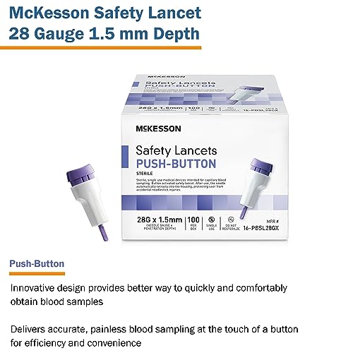 Mckesson 16-PBSL28G Safety Lancet, Retractable, Push Button Activation - Ideal For Blood Testing thumb #3