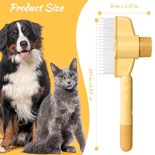2 Stück selbstreinigende Katzenbürste & Hundebürste - Ein-Knopf-Haarauswurf mit Massagefunktion, Entfilzungswerkzeug für Langhaarkatzen und Kurzhaarhunde