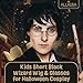 ALLAURA Compatible with Harry Potter Wig – Short Black Boy Wizard Wig & Glasses Set for Kids & Adults – Magical School Costume Accessory for Halloween, Cosplay, Book Week, Fantasy Party Outfits