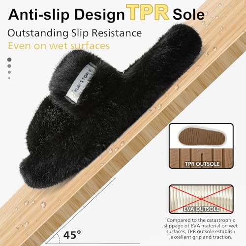 Women's House Slippers Fuzzy Platform Slides Faux Fur Fluffy Sandals Winter Memory Foam Cloud Footwear Latex Insoles3