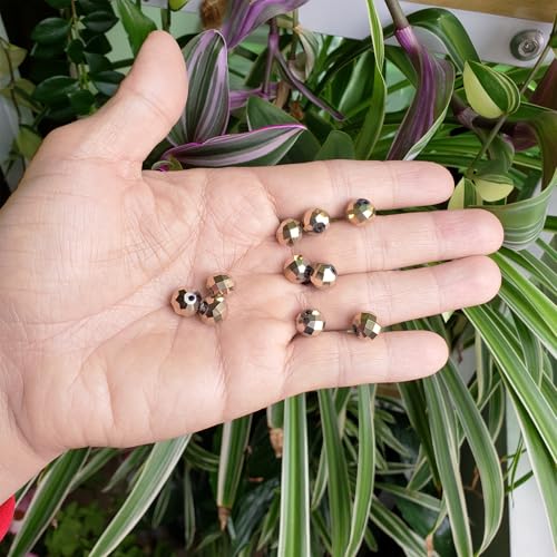 Image of 10mm Rondelle Gold Glass Beads for Jewelry Making 200pcs Faceted Briolette Shape Crytal Spacer Beads for Bracelet Necklace, bz-wholesale-10mm-Gold