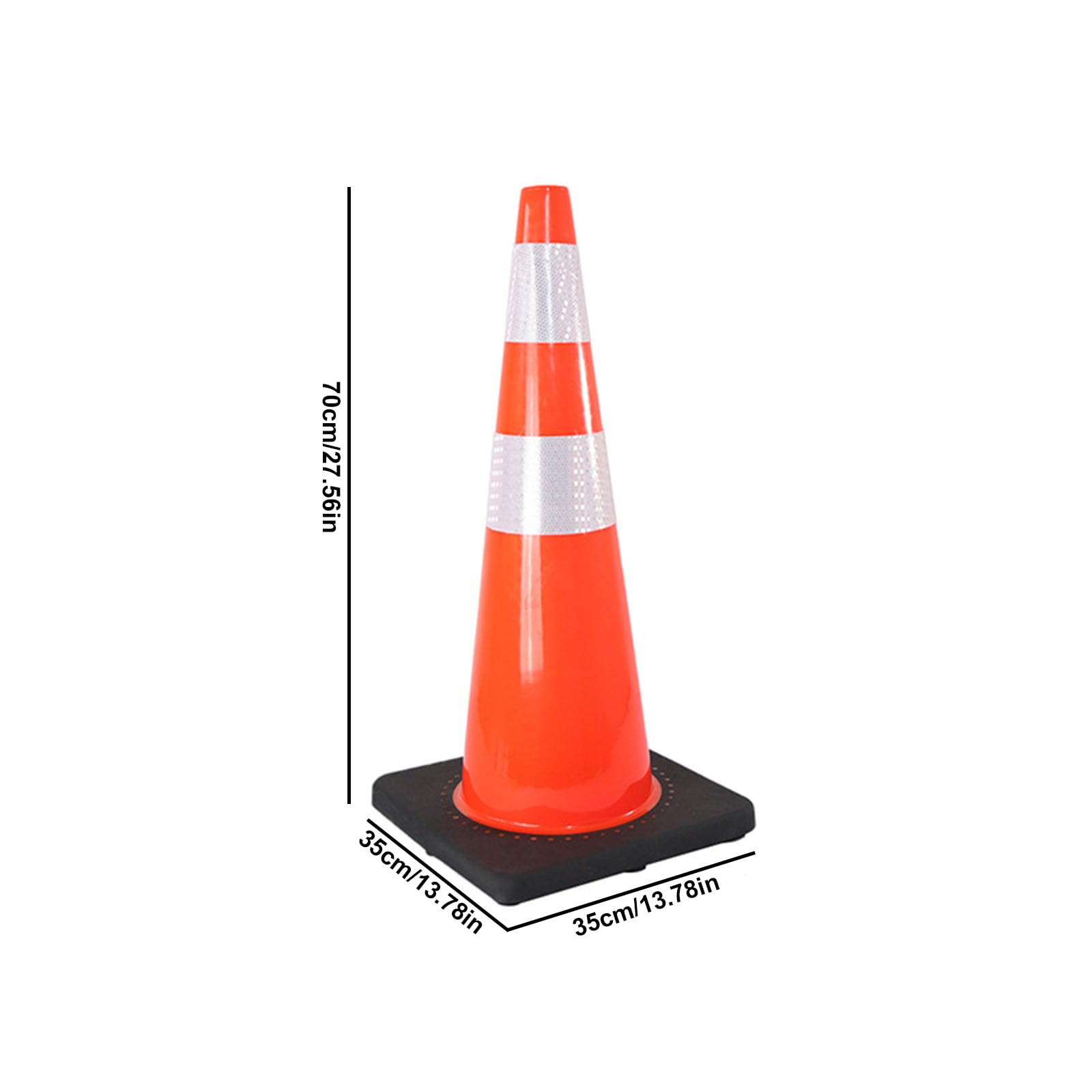 Cono de Tráfico PVC Seguridad Vial Reflectante - Cono de Aislamiento Flexible con Base de Goma para Construcción y Aparcamientos(Size:70cm,Color:A)