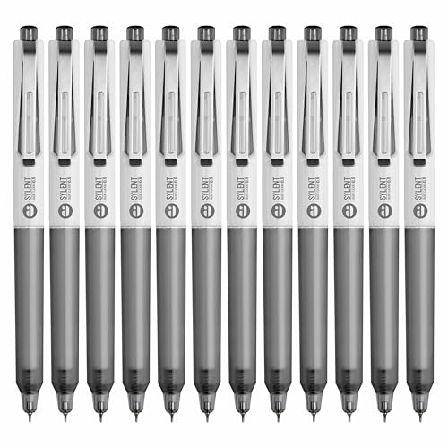 Image of Anupam Sylent Roller Gel Pen 0.5 mm, Waterproof Smooth Quick-Dry Dark Ink, Comfortable Grip Exam & Office Pen, Refillable (Black Body BlackInk, Pack of 12)