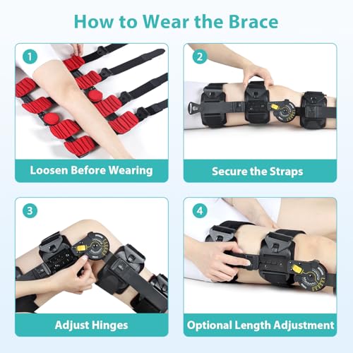 Gambo ROM Knee Brace: Hinged Knee Brace for ACL, MCL, PCL Injuries & Arthritis - Adjustable Post-Op Knee Support for Recovery