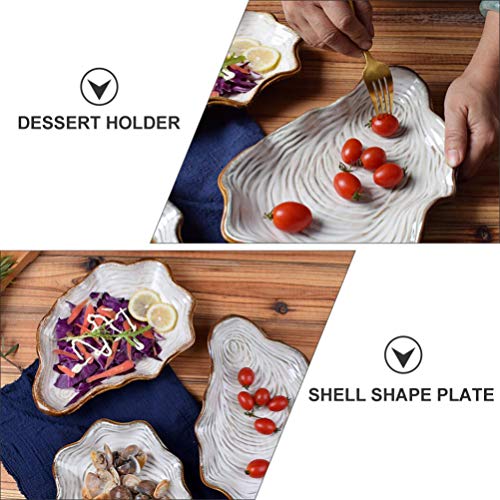Cabilock Candy Bowl Sea Shell Plate Ceramic Appetizer Plate Dessert Plate Dinner Plate Pasta Bowl Food Serving Tray For Fruit Salad Dessert Candy Tray #TOP1