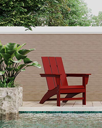 Image of POLYWOOD AD420CR Modern Adirondack Chair, Crimson Red