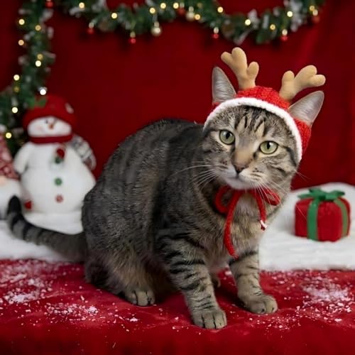 Cuernos navideños para perros y gatos, ajustables y antideslizantes miniatura 3