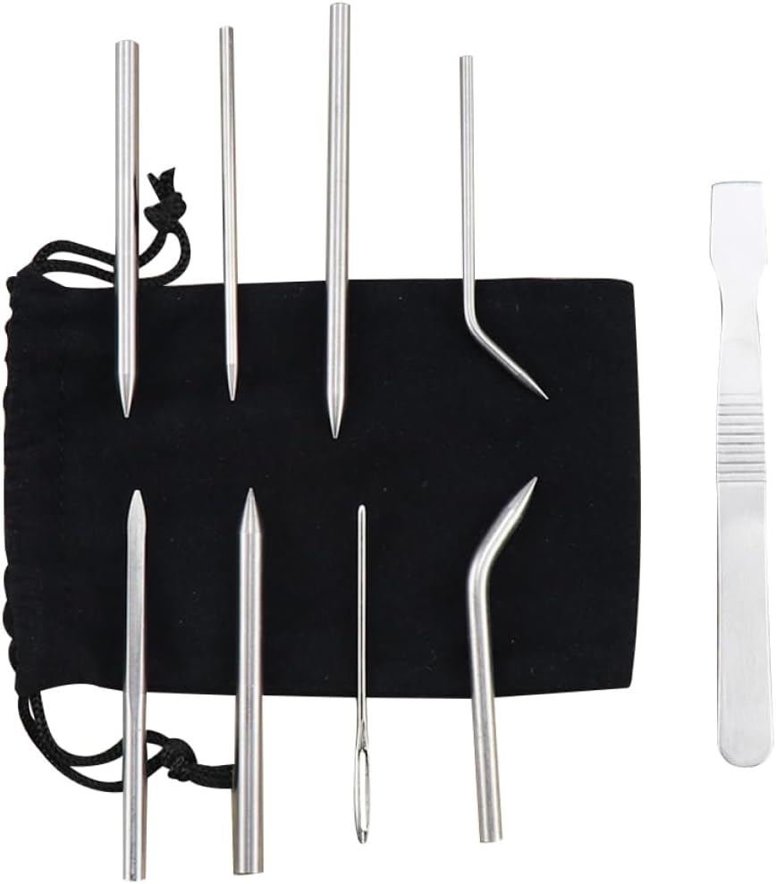 TEHAUX DIY Stainless Steel Weaving Needles Kit Bracelet Knitting and Lacing Needle Set for Craft Enthusiasts for Braiding Accessories and Handmade Projects